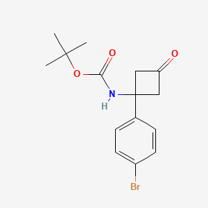 tert-butyl N-[1-(4-bromophenyl)-3-oxocyclobutyl]carbamate CAS 1199556-68-7
