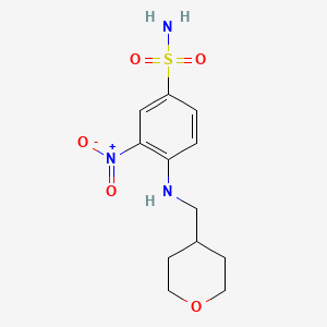 3-nitro-4-(oxan-4-ylmethylamino)benzenesulfonamide CAS 1228779-96-1