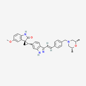 (2'S,3R)-2'-[3-[(E)-2-[4-[[(2S,6R)-2,6-dimethylmorpholin-4-yl]methyl]phenyl]ethenyl]-1H-indazol-6-yl]-5-methoxyspiro[1H-indole-3,1'-cyclopropane]-2-one CAS 1338806-76-0