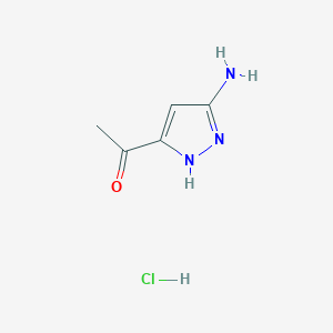 1-(3-amino-1H-pyrazol-5-yl)ethanone;hydrochloride CAS 1373267-26-5