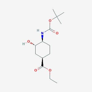 ethyl (1R,3S,4S)-3-hydroxy-4-[(2-methylpropan-2-yl)oxycarbonylamino]cyclohexane-1-carboxylate CAS 1392745-66-2