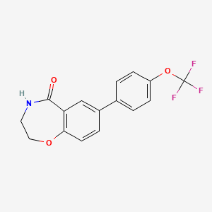 7-[4-(trifluoromethoxy)phenyl]-3,4-dihydro-2H-1,4-benzoxazepin-5-one CAS 1430092-39-9