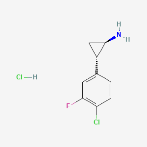 trans-(1R,2S)-2-(4-chloro-3-fluorophenyl)cyclopropan-1-amine;hydrochloride CAS 1807938-62-0