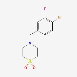 4-[(4-bromo-3-fluorophenyl)methyl]-1,4-thiazinane 1,1-dioxide CAS 1973485-27-6