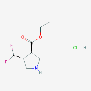 ethyl (3R,4R)-4-(difluoromethyl)pyrrolidine-3-carboxylate;hydrochloride CAS 2102411-95-8