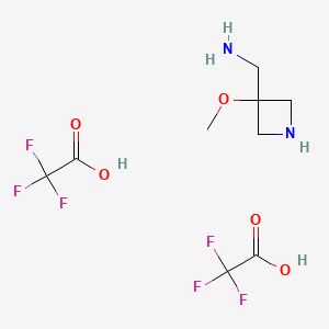 (3-methoxyazetidin-3-yl)methanamine;bis(2,2,2-trifluoroacetic acid) CAS 2173090-18-9