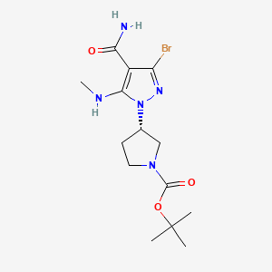 tert-butyl (3S)-3-[3-bromo-4-carbamoyl-5-(methylamino)pyrazol-1-yl]pyrrolidine-1-carboxylate CAS 2173637-18-6