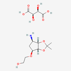 2-[[(3aR,4S,6R,6aS)-6-amino-2,2-dimethyl-4,5,6,6a-tetrahydro-3aH-cyclopenta[d][1,3]dioxol-4-yl]oxy]ethanol;(2R,3R)-2,3-dihydroxybutanedioic acid CAS 376608-65-0